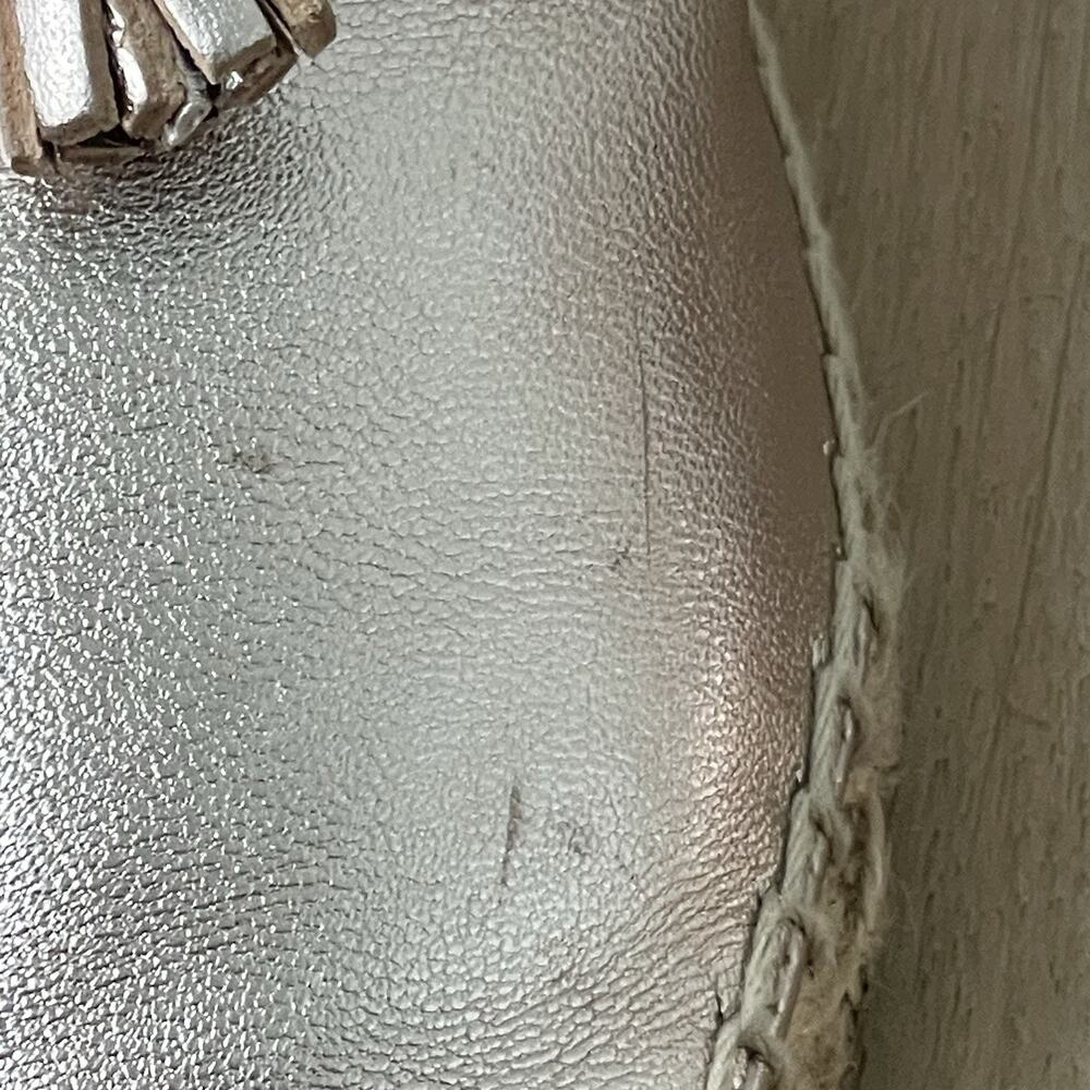 Coach Shoes Womens Cassidy Espadrille Mules Size 7 Leather Silver - Picture 15 of 16